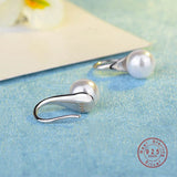 925 Sterling Silver Big Clear Pearl Earrings