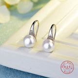 925 Sterling Silver Big Clear Pearl Earrings