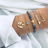 5Pcs/lot Bohemian Map Charm Bracelets