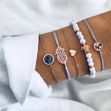 5Pcs/lot Bohemian Map Charm Bracelets