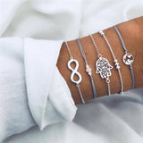 5Pcs/lot Bohemian Map Charm Bracelets