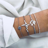 5Pcs/lot Bohemian Map Charm Bracelets