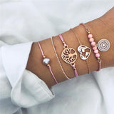 5Pcs/lot Bohemian Map Charm Bracelets
