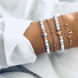 5Pcs/lot Bohemian Map Charm Bracelets