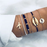 5Pcs/lot Bohemian Map Charm Bracelets