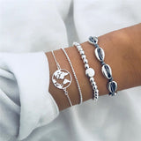 5Pcs/lot Bohemian Map Charm Bracelets