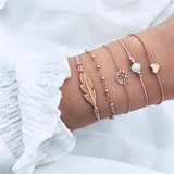 5Pcs/lot Bohemian Map Charm Bracelets