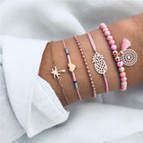 5Pcs/lot Bohemian Map Charm Bracelets