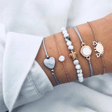 5Pcs/lot Bohemian Map Charm Bracelets