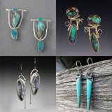 Boho Ethnic Green Resin Stone Dangle Earrings