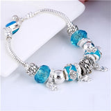 ZOSHI Pink Crystal Charm Silver Color Bracelets & Bangles for Women With Aliexpress Murano Beads Silver Bracelet Femme Jewelry