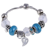 ZOSHI Pink Crystal Charm Silver Color Bracelets & Bangles for Women With Aliexpress Murano Beads Silver Bracelet Femme Jewelry