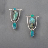 Boho Ethnic Green Resin Stone Dangle Earrings
