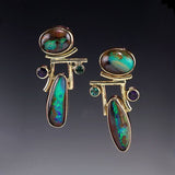 Boho Ethnic Green Resin Stone Dangle Earrings