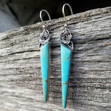 Boho Ethnic Green Resin Stone Dangle Earrings