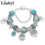 Silver Tree of Life Fashion Bead Bracelet