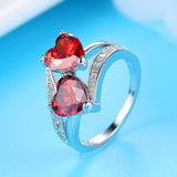Transparent Red Blue Tricolor Zircon Ring
