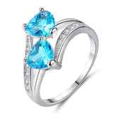 Transparent Red Blue Tricolor Zircon Ring