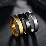 6mm Titanium Steel Black Finger Rings