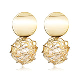 Statement Round Dangle Drop Earrings