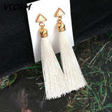 Bohemian Tassel Crystal Long Drop Earrings