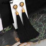 Bohemian Tassel Crystal Long Drop Earrings