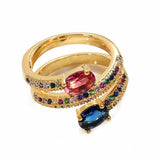 Gold Crown rainbow Rings