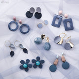 Blue Geometric Acrylic Dangle Drop Earrings
