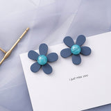Blue Geometric Acrylic Dangle Drop Earrings