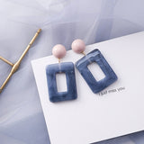 Blue Geometric Acrylic Dangle Drop Earrings