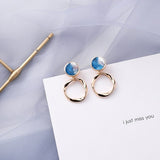 Blue Geometric Acrylic Dangle Drop Earrings
