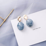 Blue Geometric Acrylic Dangle Drop Earrings