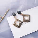 Blue Geometric Acrylic Dangle Drop Earrings