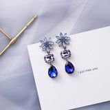 Blue Geometric Acrylic Dangle Drop Earrings