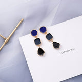 Blue Geometric Acrylic Dangle Drop Earrings