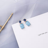 Blue Geometric Acrylic Dangle Drop Earrings