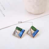Blue Geometric Acrylic Dangle Drop Earrings