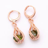 Elegant Pink CZ Crystal Earrings Rose Gold