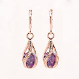 Elegant Pink CZ Crystal Earrings Rose Gold