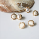 Vintage Round Marble Opal Stone Big Stud Earrings
