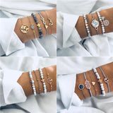 5Pcs/lot Bohemian Map Charm Bracelets